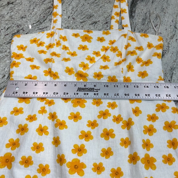 Forever 21 Sleeveless Summer Mini Dress Linen Blend Floral Lined Size L - Picture 8 of 10